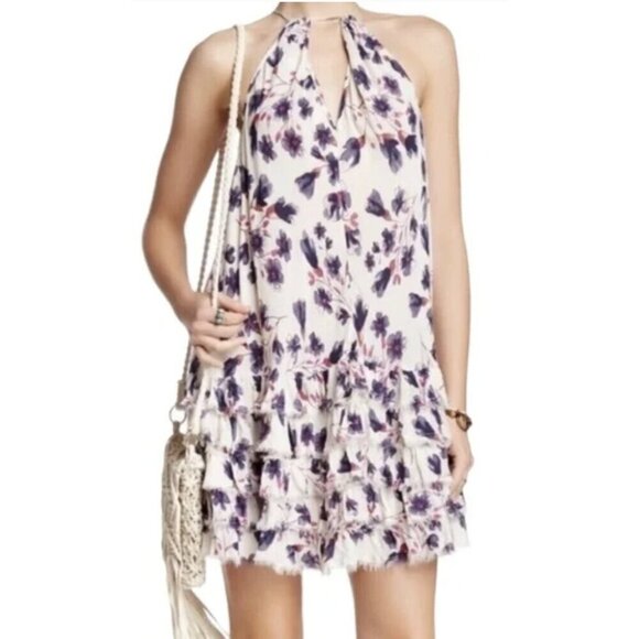INTIMATELY FREE PEOPLE Flow Feathers Floral Ruffle Dress Boho Fairy Beach Size M - Picture 1 of 13
